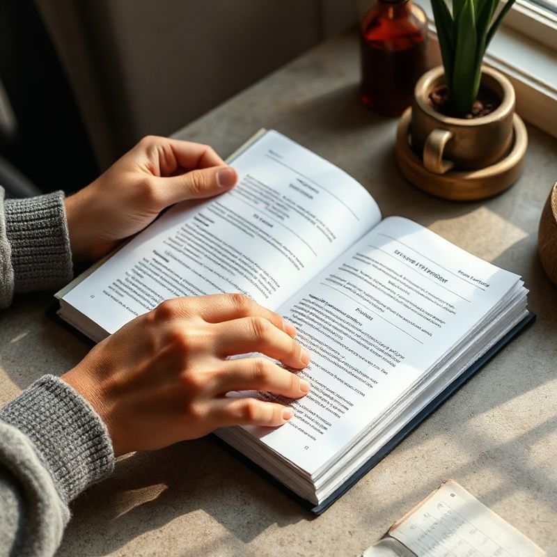 Hands turning the pages of a financial planning workbook in warm northern light