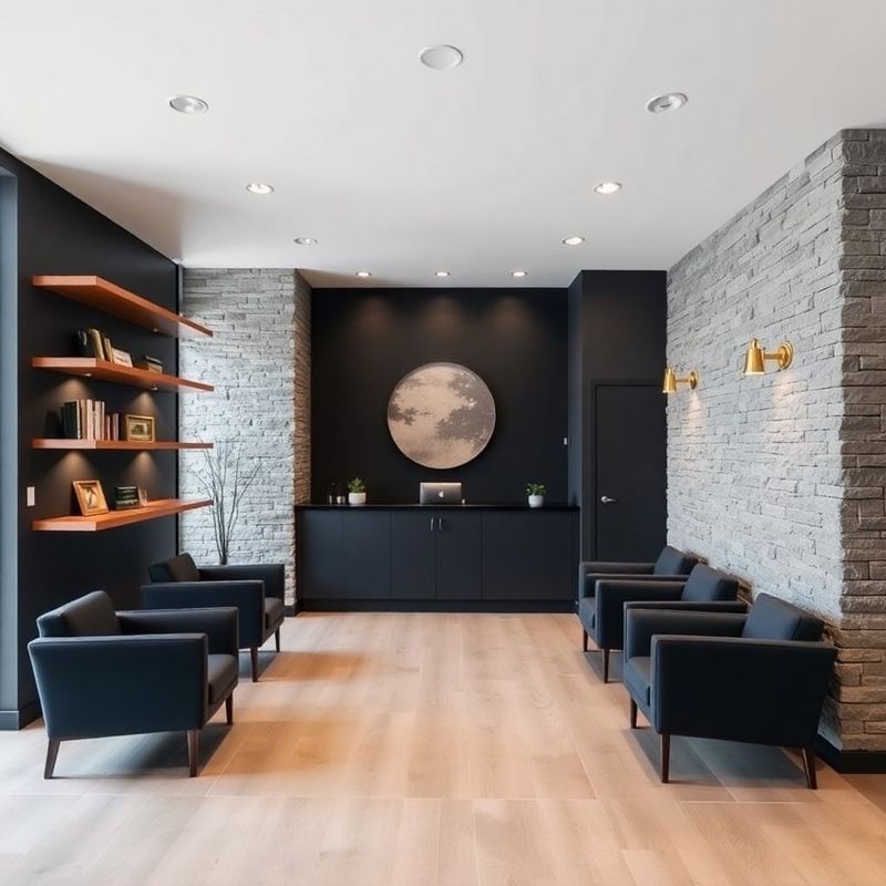 The Terravnova Montréal office reception area with timber shelving and gold fixtures in northern light
